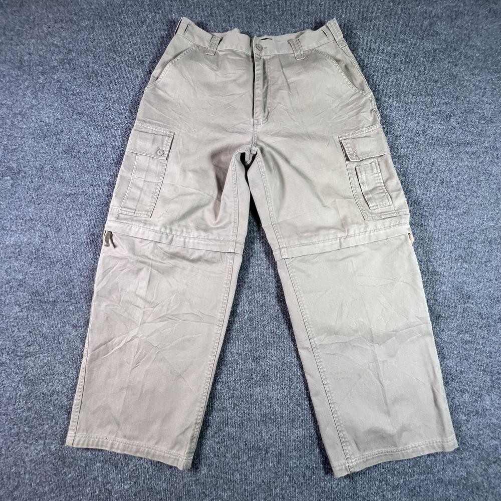 Route 66 Cargo Pant Mens 34x30 Gray Cotton Straight Convertible Workwear Utility